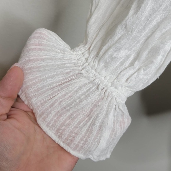 Derek Lam 10 Crosby Long Bell-Sleeve‎ Striped Cotton Blouse Size XS - Picture 6 of 11